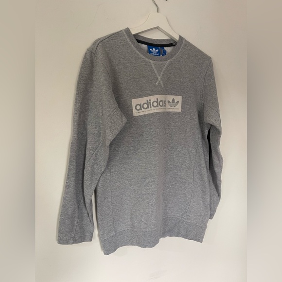 Mens Adidas Sweatshirt Small Grey Spellout Sport Gym - Picture 6 of 6